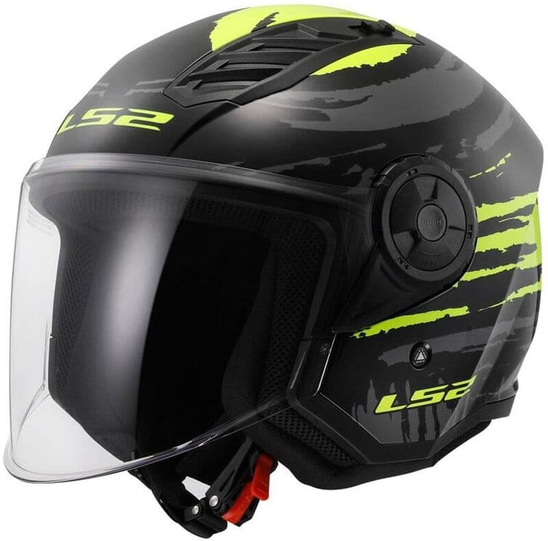 LS2 - Casco OF616 Airflow II Brush Nero / H-V Giallo Nero,Giallo,Alta visibilità L