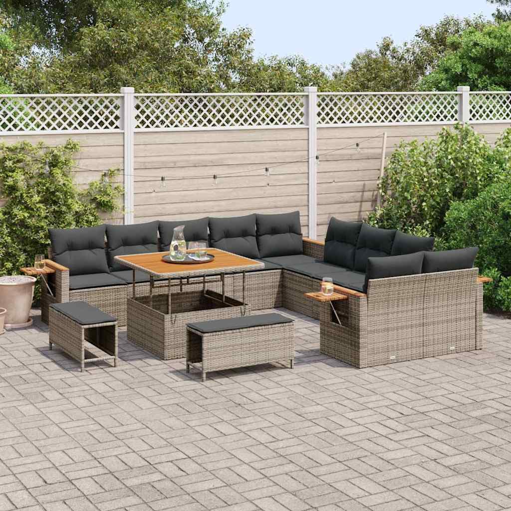 vidaXL Ensemble de canapé de jardin 17 pc 12 place Gris polyrotin