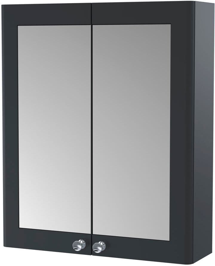 Nuie Classique 600mm W 715mm H Surface Framed Medicine Cabinet Mirror 1 Fixed Satin Anthracite 715mm H