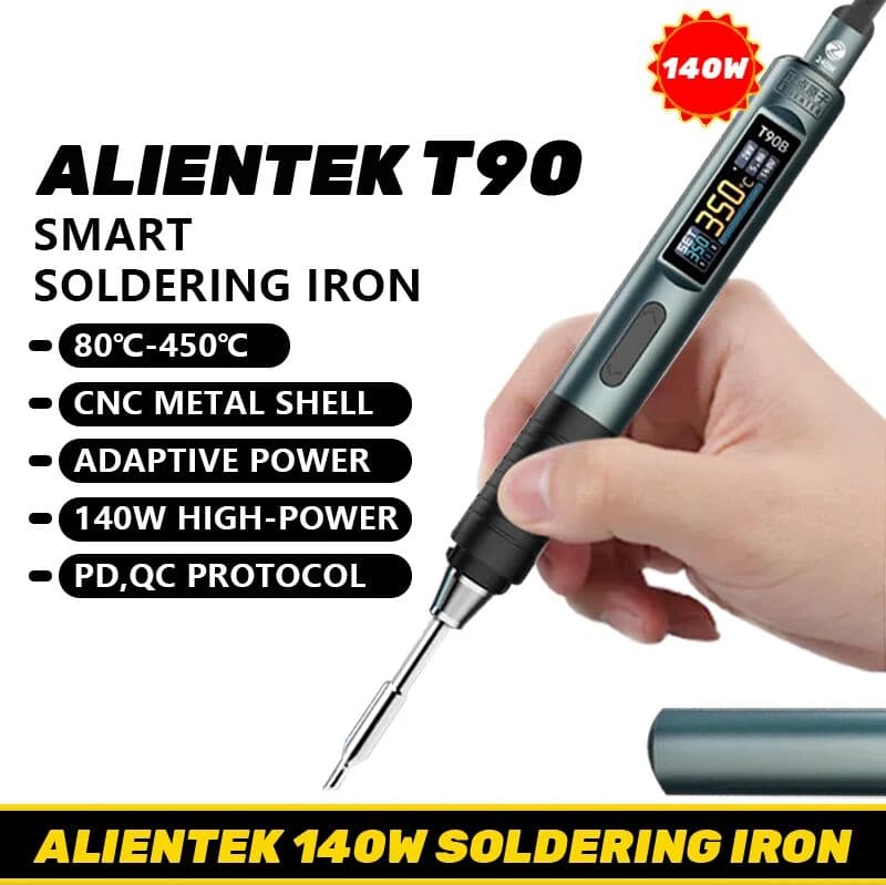 ALIENTEK T90b Smart Soldering Iron 140W Portable Digital Display Automatic Sleep PCB Precision Soldering Iron Repair Tool Kit