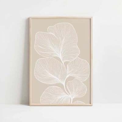 Uplift Essentials Retro Beige Floral Line Art Minimalist Botanical Canvas Painting Simple Modern Plant Wall Decor For Living Room style 7 20x28 In