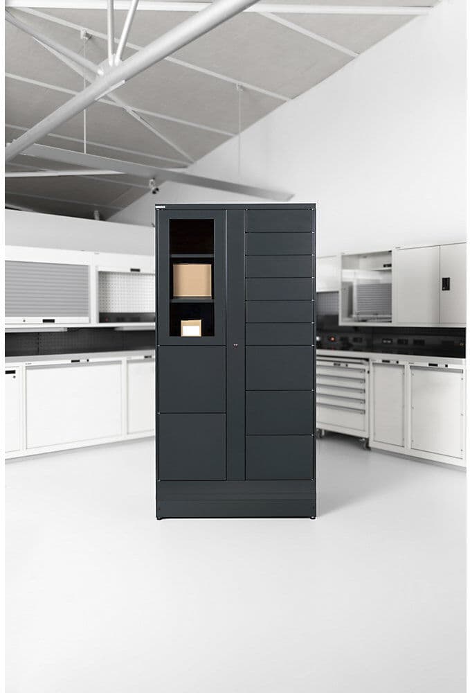 E-Multicabinet Fächerschrank, Erweiterungsmodul, HxBxT 1970 x 1000 x 580 mm, 2 x 6 Fächer, anthrazitgrau LISTA