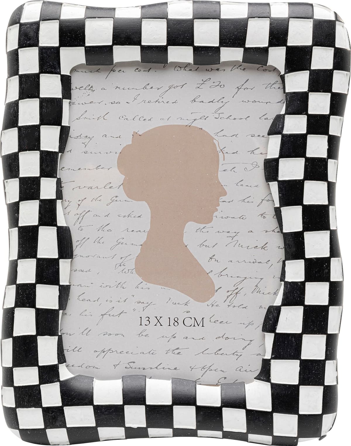 Bilderrahmen KARE DESIGN "Checker Schwarz 13x18cm", schwarz, B:18cm H:23cm T:2cm, Pappe, Polyester, Polyresin, Bilderrahmen, Bilderrahmen schwarz B/H/T: 18cm x 23cm x 2cm, weiss