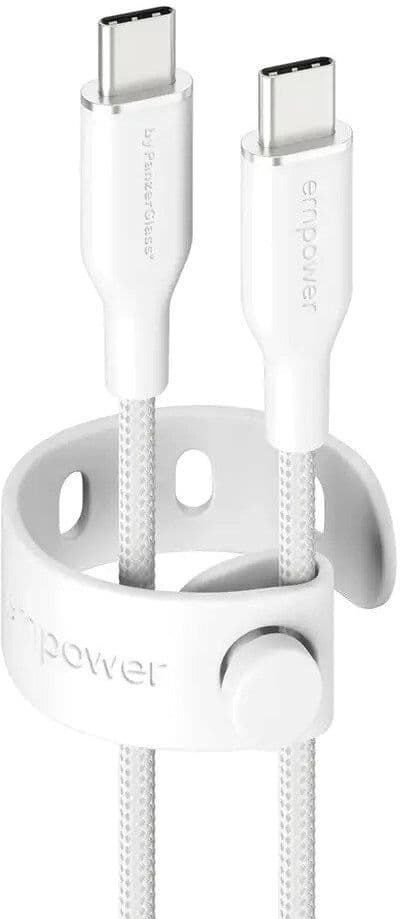 empower by PanzerGlass Racing 1.2m / 60W USB-C til USB-C Kabel - Silver White