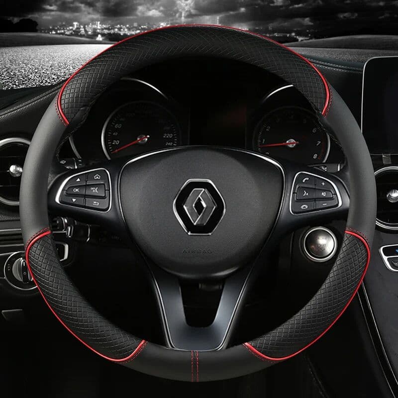 KKYSYELVA PU Leather Car Steering Wheel Cover For Renault Scenic Clio Laguna 2 3 4 5 Kangoo Fluence Megane Trafic Talisman Twingo Kaptur