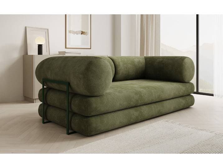 Designer Sofa Lazy Tube 3 Sitzer in Cord - Olive - Cord - Grün - Luxusbetten24