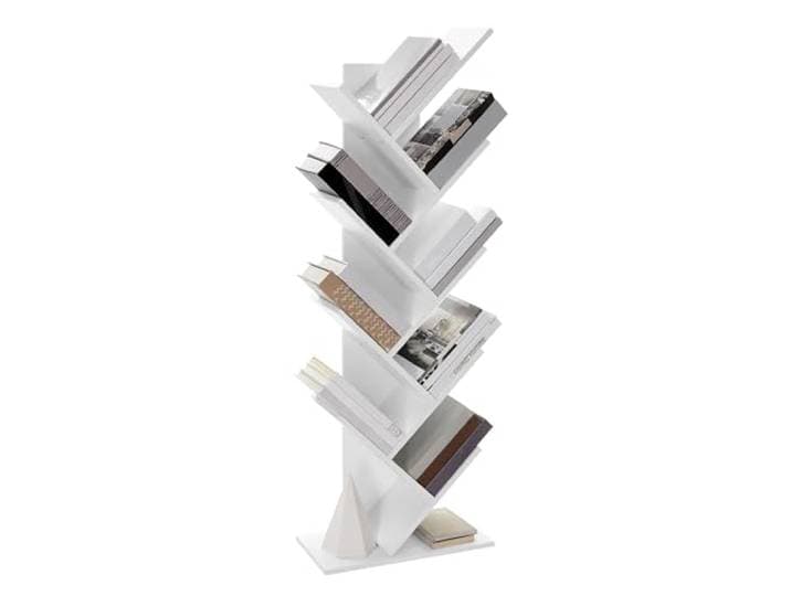 VASAGLE Bibliothèque Arbre\, Bibliothèque sur Pied à 8 Niveaux\, Étagère d’Angle Gain de Place\, avec Étagères\, pour Chambre\, Salon\, Bureau\, Blanc Nuage LBC11WTV1-