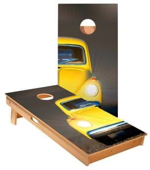 Skip's Garage Mini Yellow Car Cornhole Boards