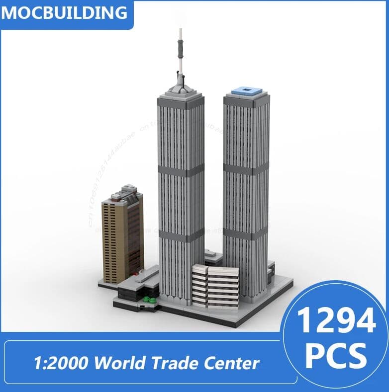 MOCBUILDING 1:2000 World Trade Center Moc Building Blocks Diy Assemble Bricks Architecture Display Model Collection Toys Xmas Gifts 1294PCS