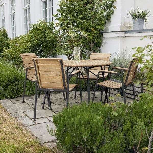Mandalay Magnolia Havebord Ø110 Cm + 4 Bellevue, Antracit