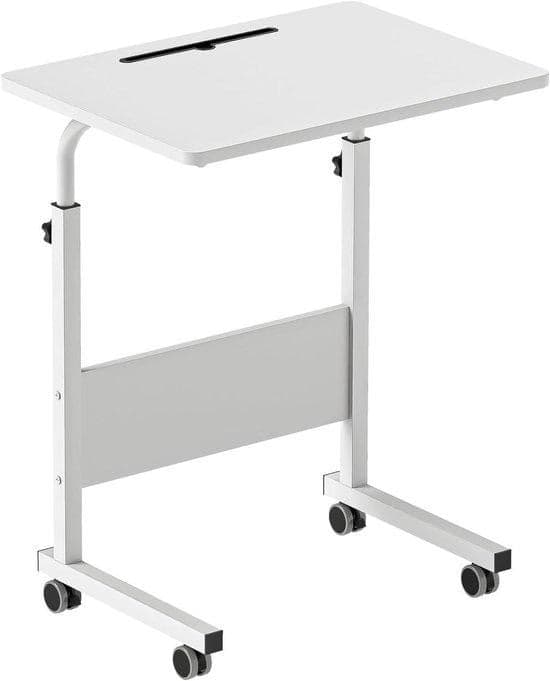 Sogesfurniture Verstelbare Laptop Tafel met Zwenkwielen - Wit - B/D: 60 x 40 cm