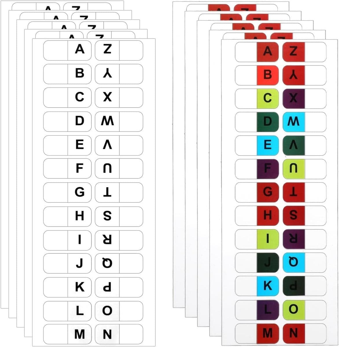 Zelfklevende Witte en Kleurrijke Letters A-Z - 260 Stuks Alphabetische Tabs voor Notebooks, Archivering en Organisatie van Documenten