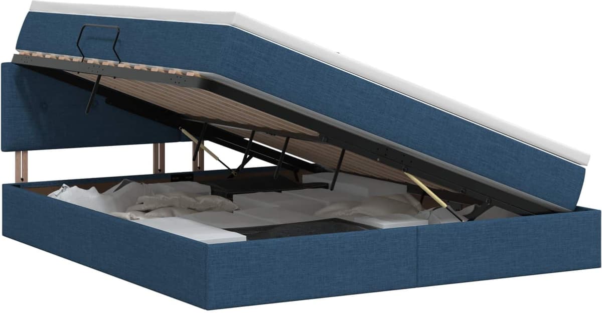 vidaXL Lit avec rangement et matelas Bleu 180 x 200 cm Velours