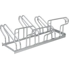 Bügelparker, 2-seitig, für Reifen bis B 55 mm, B 1050 x T 3200 x H 500 mm, Stahl feuerverzinkt, 6 Einstellplätze, montiert