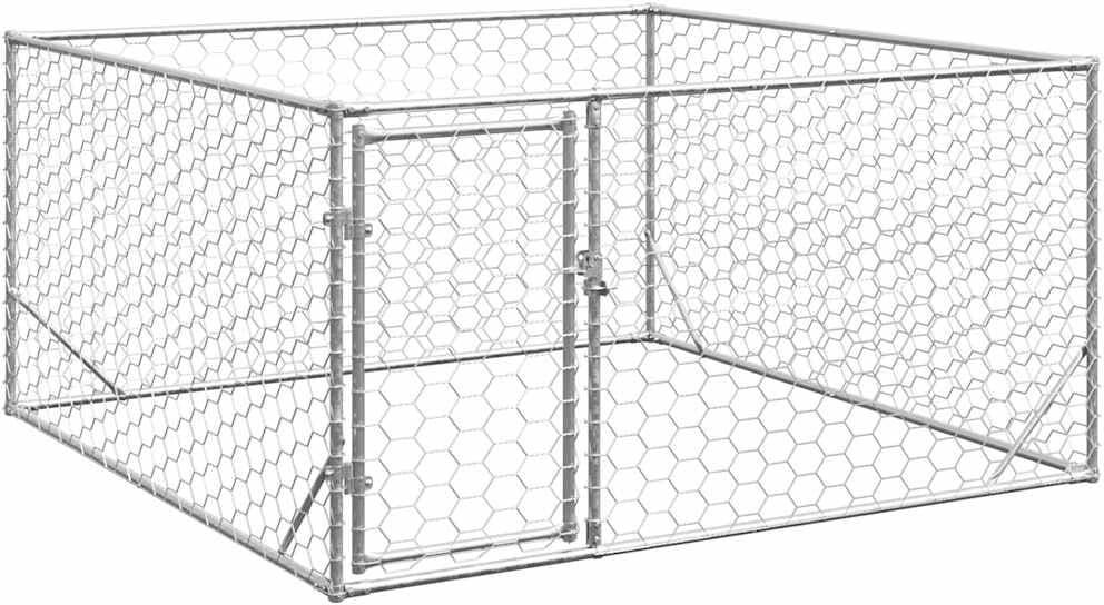 vidaXL Niche d'extérieur pour chien avec porte 2x2x1 m acier galvanisé