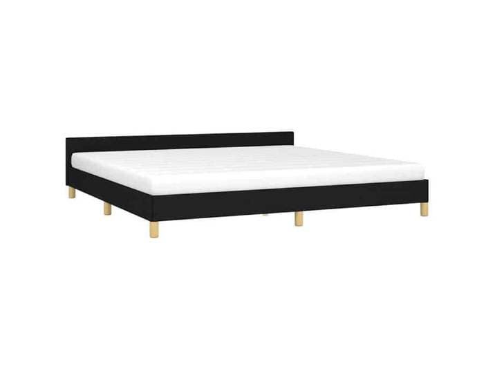 Cadre de lit - - 200x200 cm - noir - tissu - Sans matelas - Tête de lit - 2 places - Sommier à lattes inclus 72369