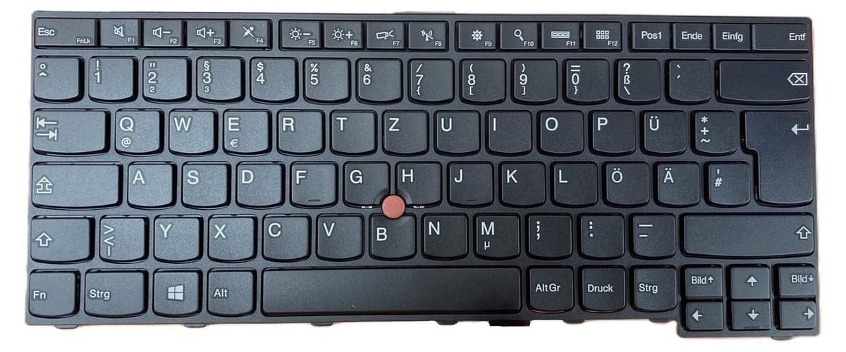 T-ProTek Toetsenbord met TrackPoint compatibel met Lenovo ThinkPad E44 (20DE001PUS) Duits toetsenbord