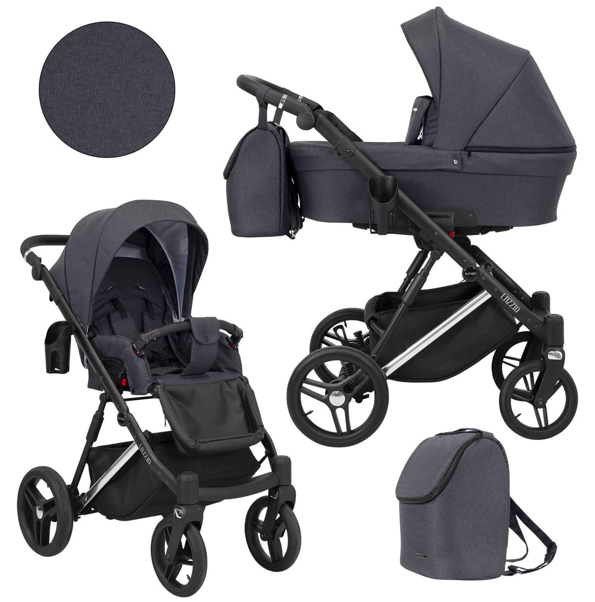 Kinderwagen Kunert Lazzio Premium 2in1 - Silberner Rahmen - Farbe: Anthrazit