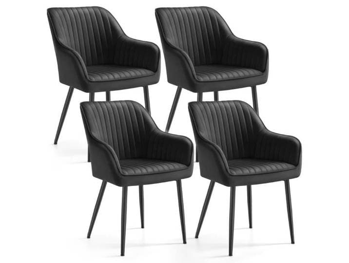 Chaise Salle à Manger lot de 4 Chaise de Cuisine Fauteuil en Velours Rembourrée avec Accoudoirs Noir d'encre