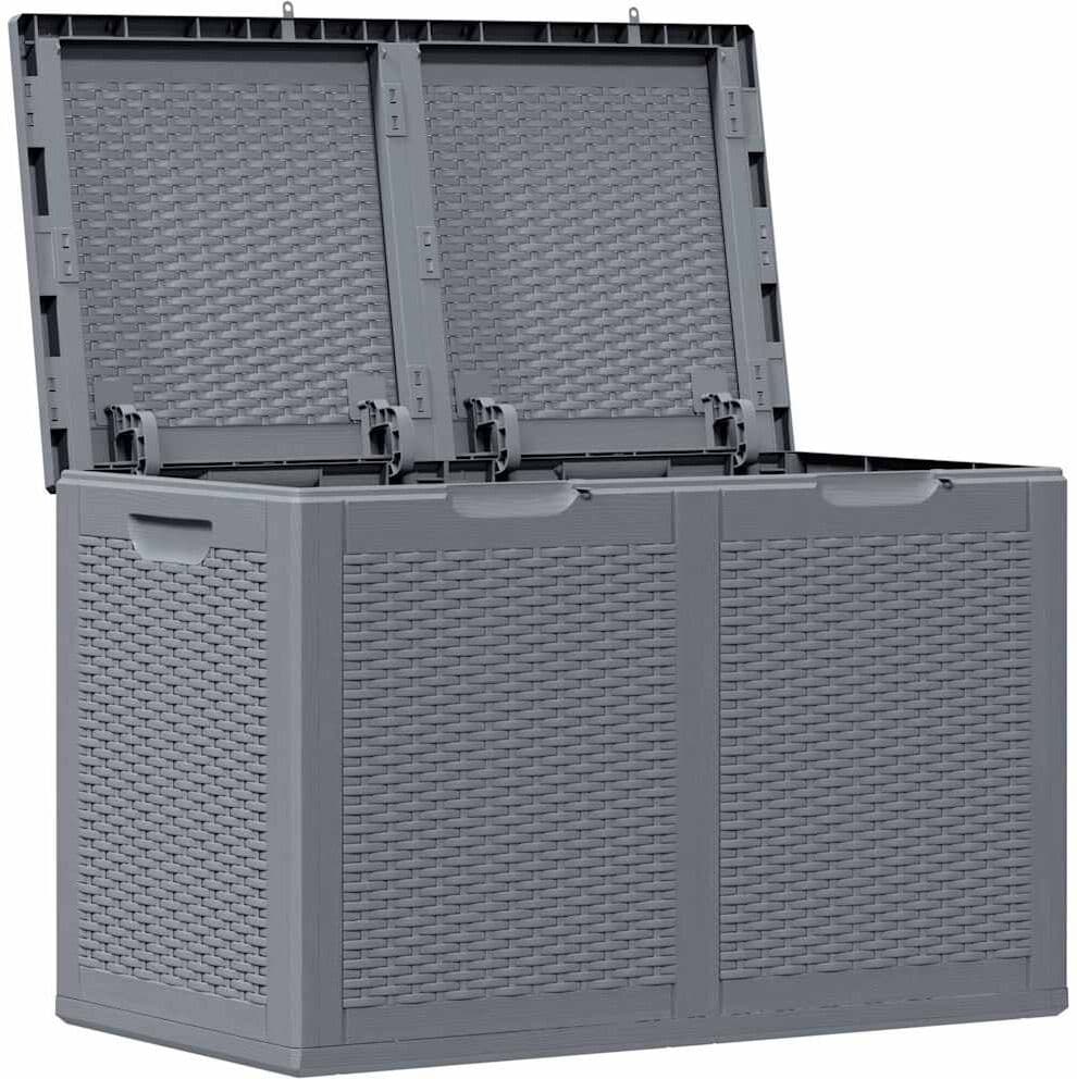 vidaXL Boîte de rangement de jardin gris PP rotin 180 L
