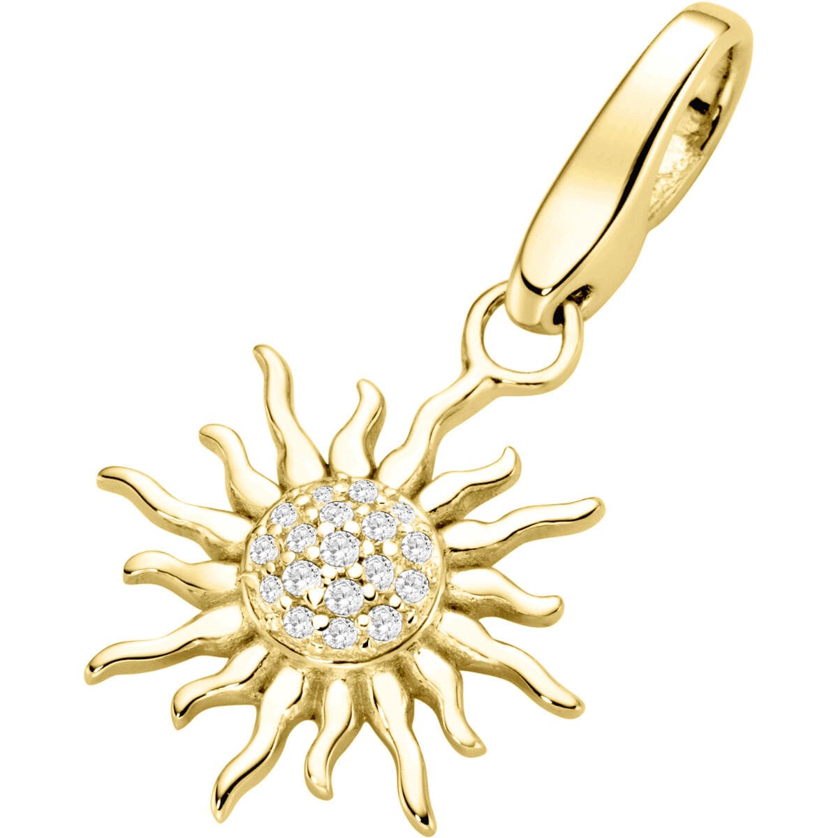 Charm Sonne mit Zirkonia, vergoldet, Silber 925