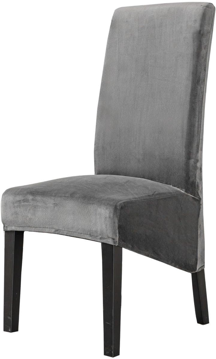 Omgoods - 6 stuks Velvet Hotel Stretch Stoelhoezen XL - Grijze wasbare hoezen voor grote eetkamerstoelen