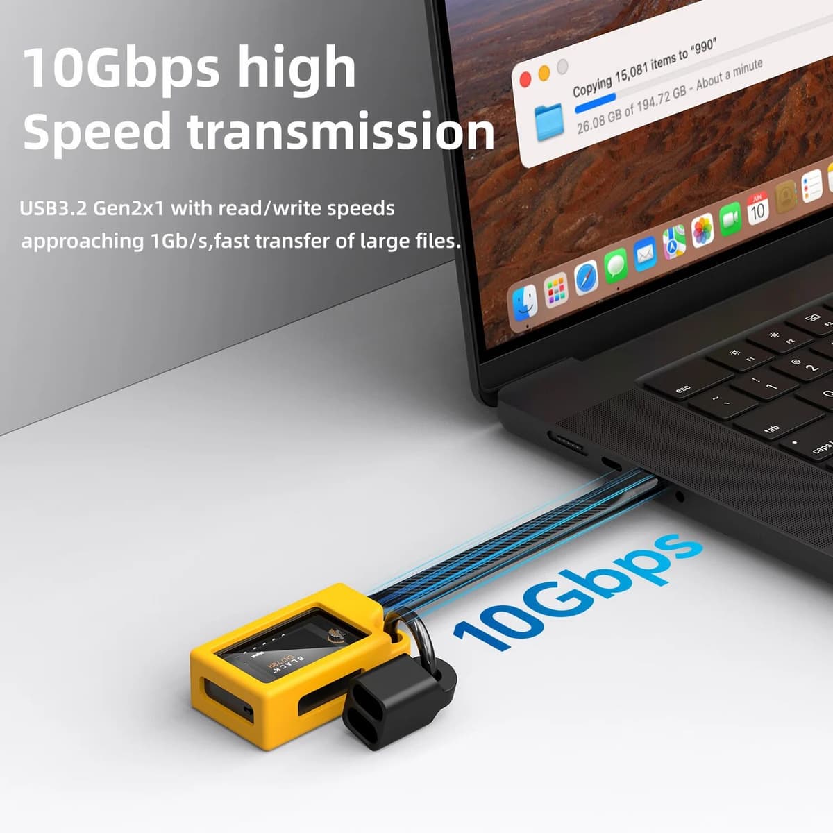 Cc 2230 M.2 NVMe SSD Enclosure with Cooling Fan USB 3.2 Gen 2 to NVMe PCI-E M.2 SSD Case for Laptop iPhone 16 Pro 15 iPad