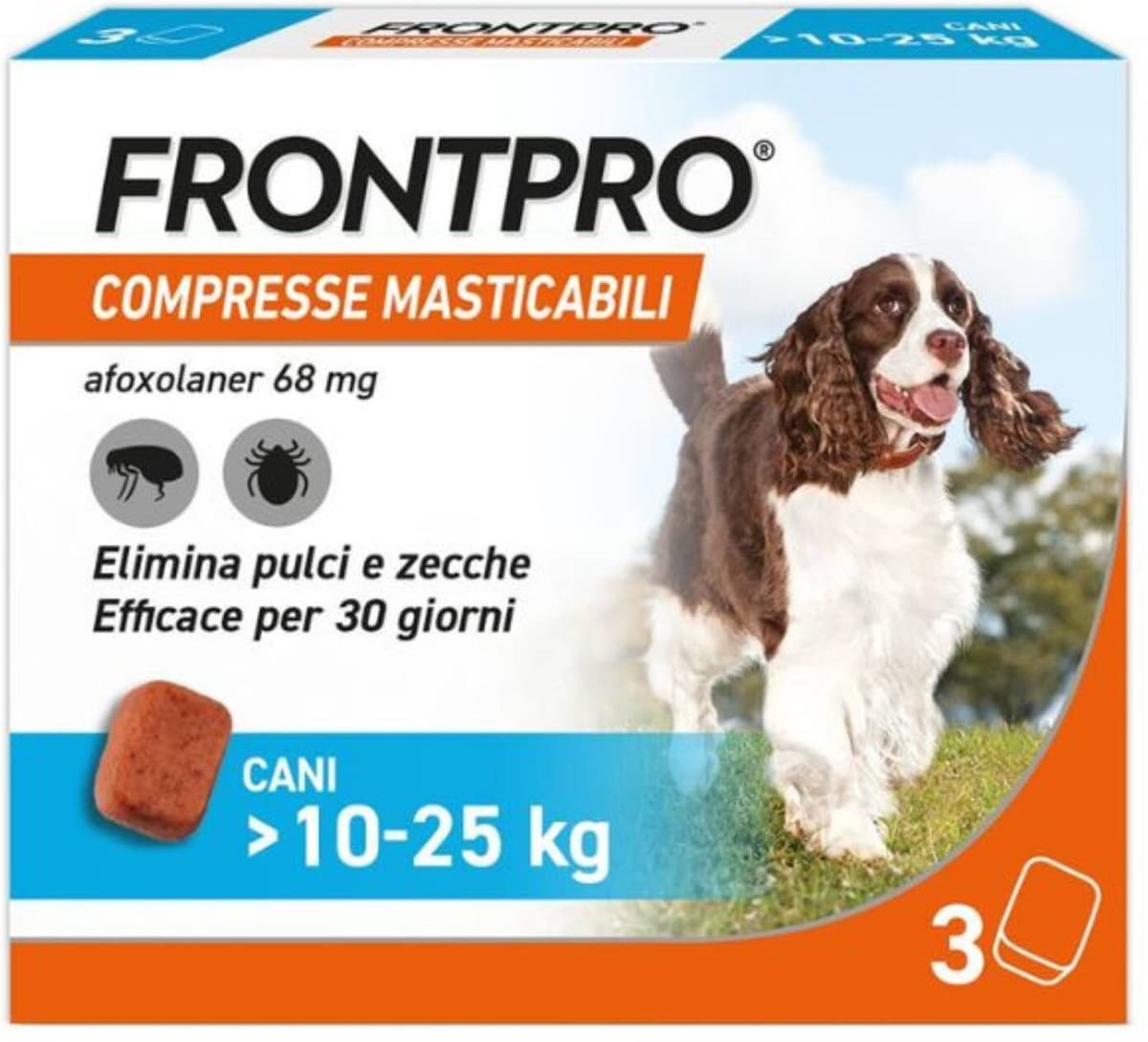 Frontline Frontpro® 3 Compresse Masticabili Antiparassitarie Pulci e Zecche per Cani 10-25kg