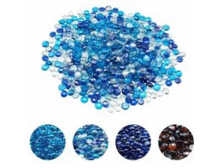 VEVOR Fire Glass, 4,5 kg hittebestendige glasstenen, 19 mm vuurkorfglaskralen, vuurkorfglasstenen, haardglas, vuurkristal, vuurkralen, voor open haard kobaltblauw/Caribisch/transparant