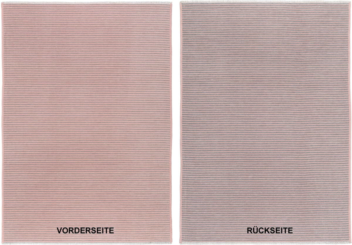 Teppich OCI DIE TEPPICHMARKE "JOKER OF STRIPES", grau (grau, pink), B:140cm H:5mm L:200cm, Polyester, Teppiche, Teppich, Wendeteppich, weiche flache Oberfläche, beidseitig nutzbar grau, pink B : 140cm 1 Stk., 5mm, L: 200cm