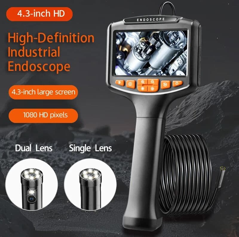 DUTRIEUX Piping Sewer Channel Drain Industrial Borescope Inspection Automotive Endoscope with Two Cameras Dual Lens 1080p