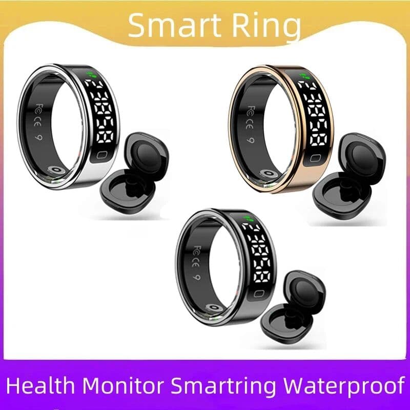 Timethinker R11C Smart Ring Men Women Display Screen Gesture Swipe Video Smartring Waterproof Heart Rate Sleep Monitor Qring for Android IOS