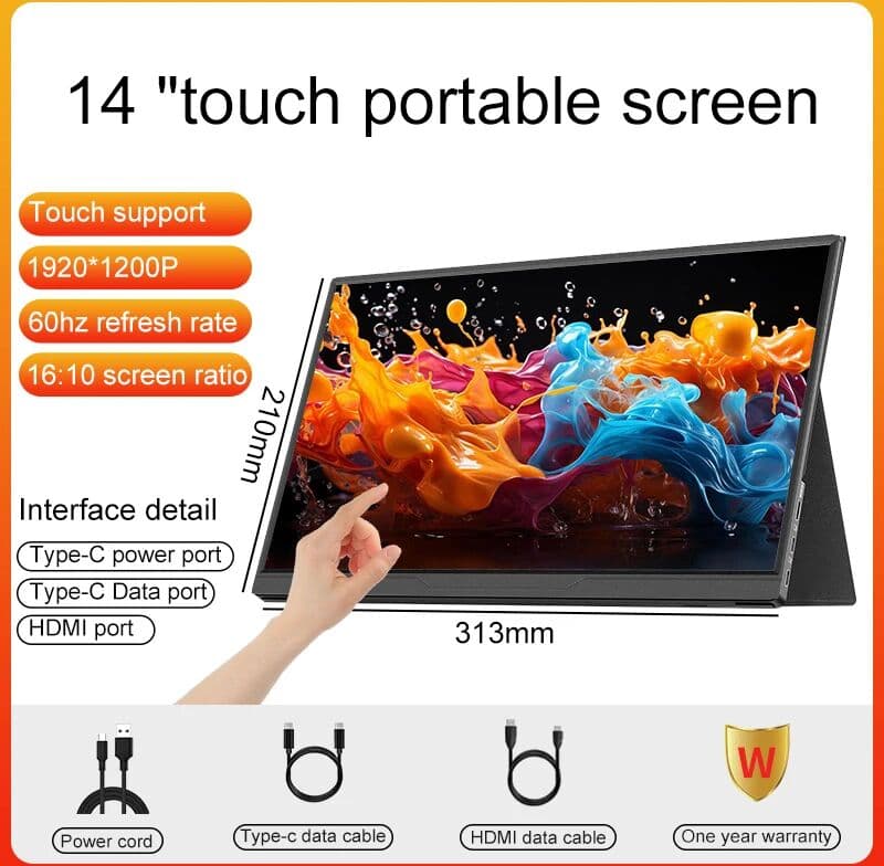 LANLIPU 14/15.6/16inch Touch Portable Monitor Ultra-thin External Second Display for Laptop PC Cell Phone Switch Xbox PS4/5