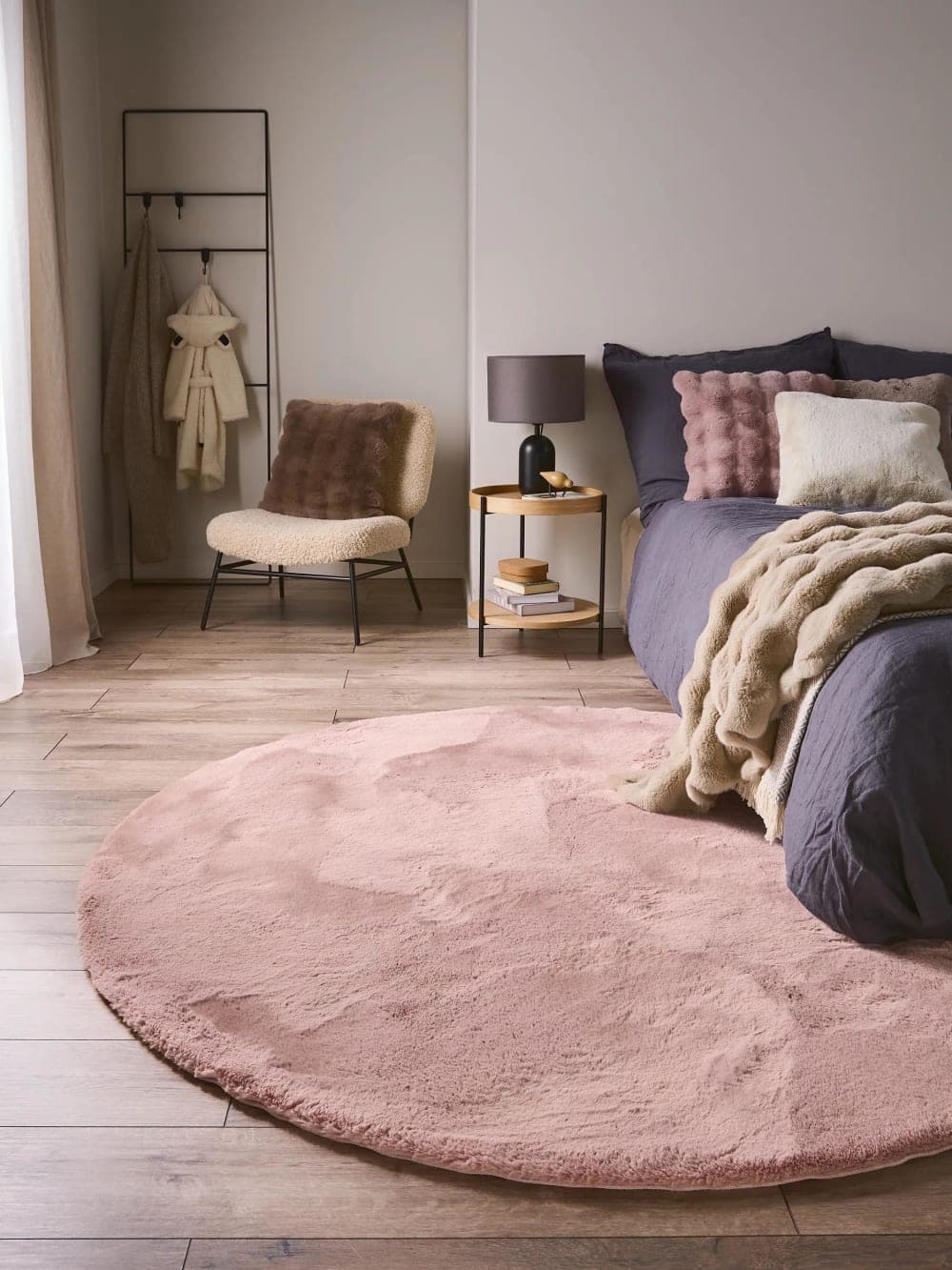 Benuta Alfombra de piel rosa ø 120 redondo