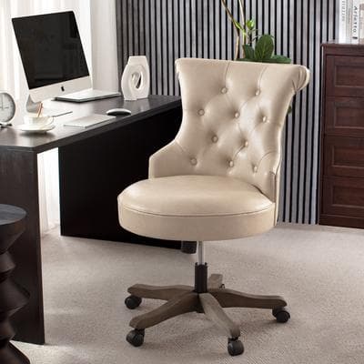 HUIMO Office Chair with Wheels, Adjustable Height, Linen Fabric Upholstered Computer Desk Chair Swivel
