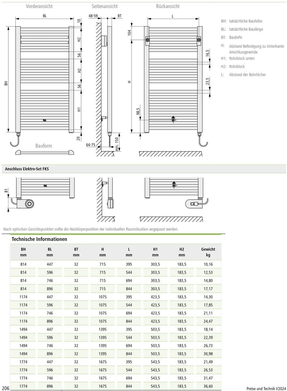 Kermi Geneo quadris-E Badheizkörper 89,6 x 3,2 x 177,4 cm inkl. Elektro-Set WRS rechts