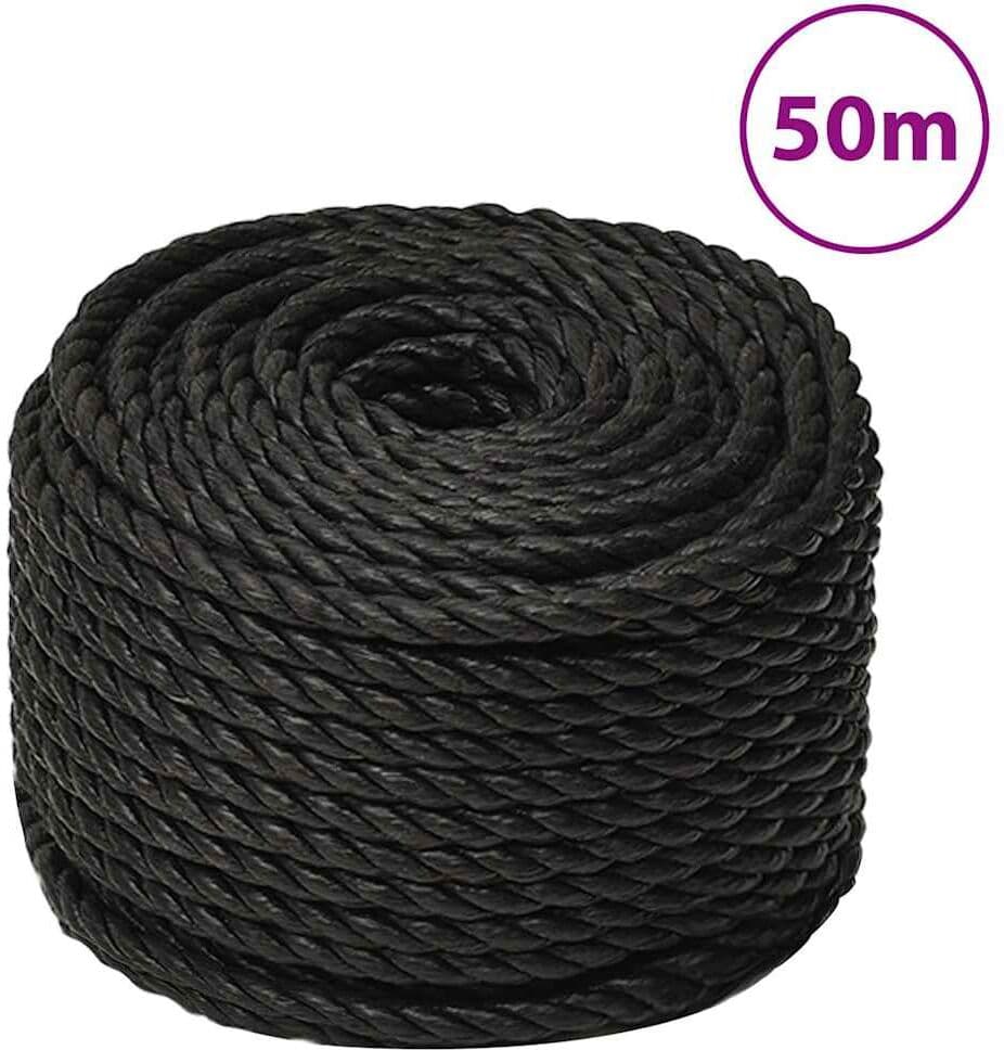 vidaXL Corde de travail Noir 20 mm 50 m polypropylène