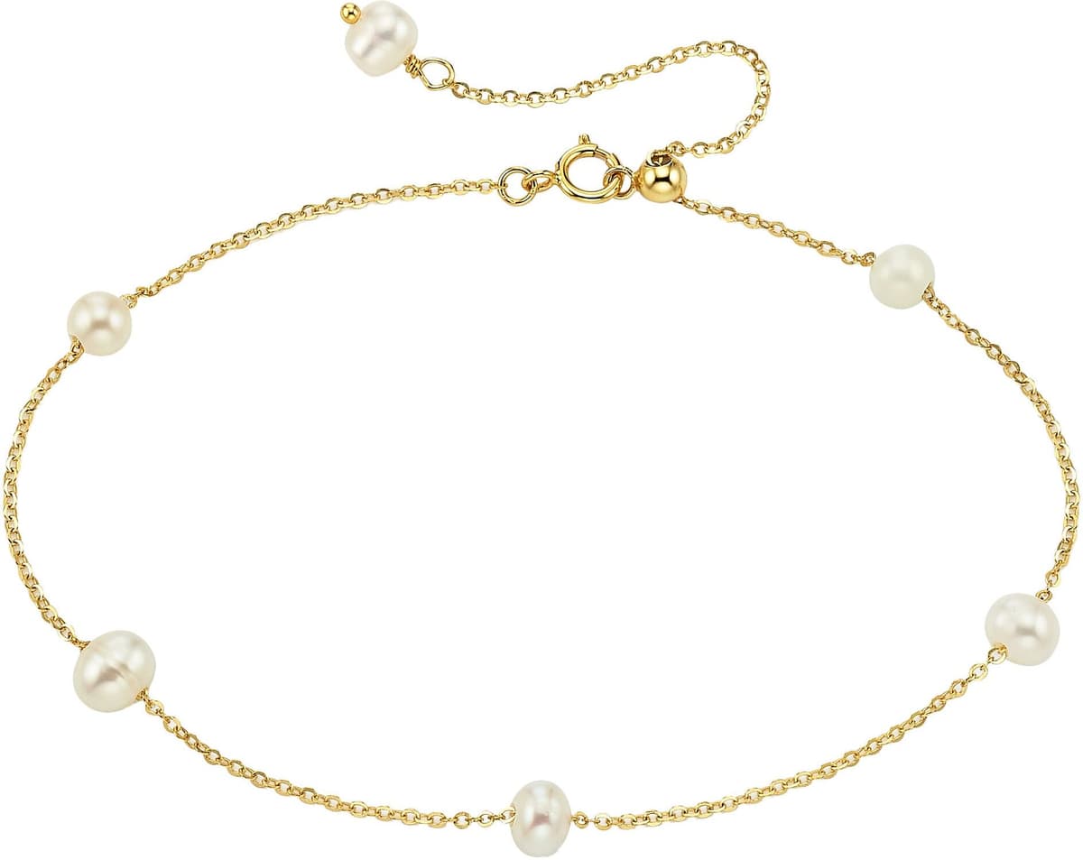 Armband "Schmuck Geschenk Armband mit Perlen", gold (gelbgoldfarben, weiß), ANISTON JEWELRY & WATCHES, Armbänder, Damen, 24cm, Perlen Silber 925 (Sterlingsilber), Perlen, Silber 925 (Sterlingsilber), Armband, mit Perle (synth.)