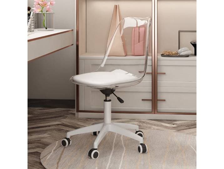 Chaise de salle à manger - Fauteuil pivotant moderne avec dossier transparent – réglable en hauteur Transparent blanc