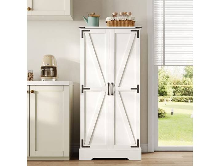 Buffet haut - HIBA - Buffet haut Cuisine - 2 portes - Éclairage LED à capteur - 60×35×128 5 cm