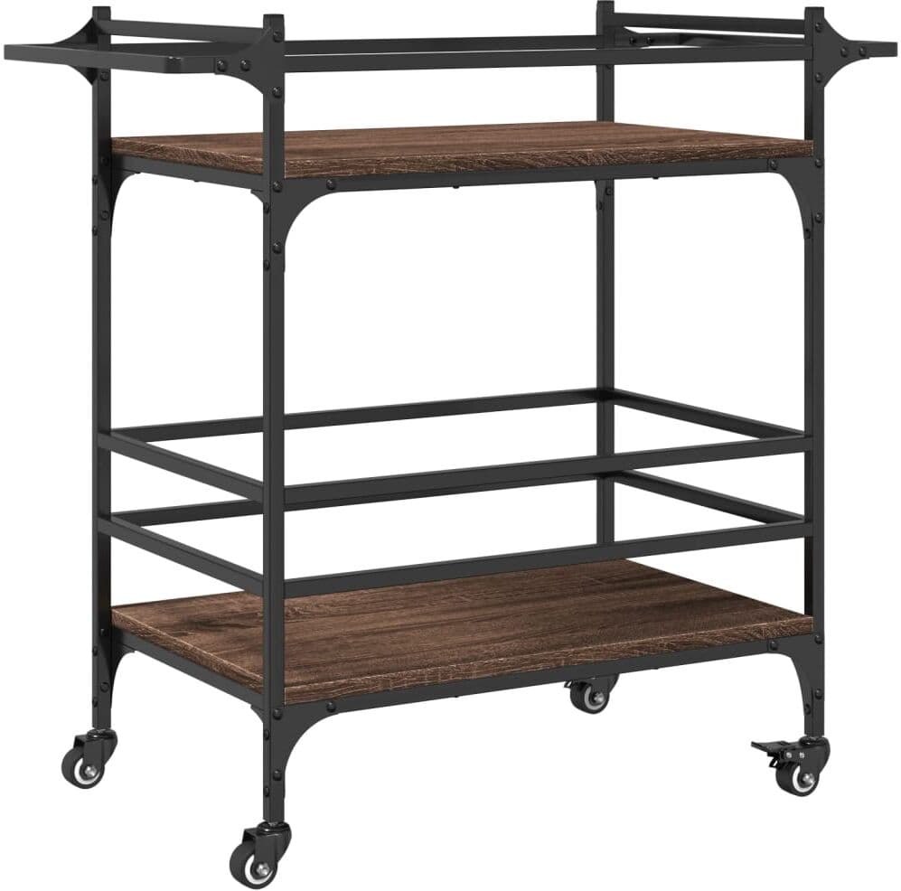 vidaXL Chariot de cuisine chêne marron 82x40x78,5 cm bois d'ingénierie
