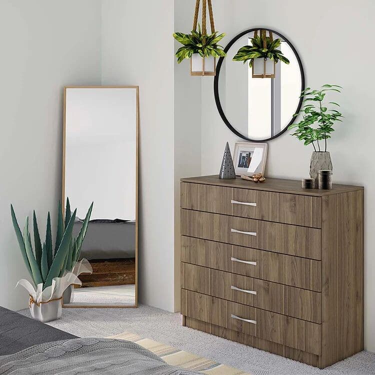 garneroarredamenti Comò 80x92h cm 5 cassetti moderno noce Saviano