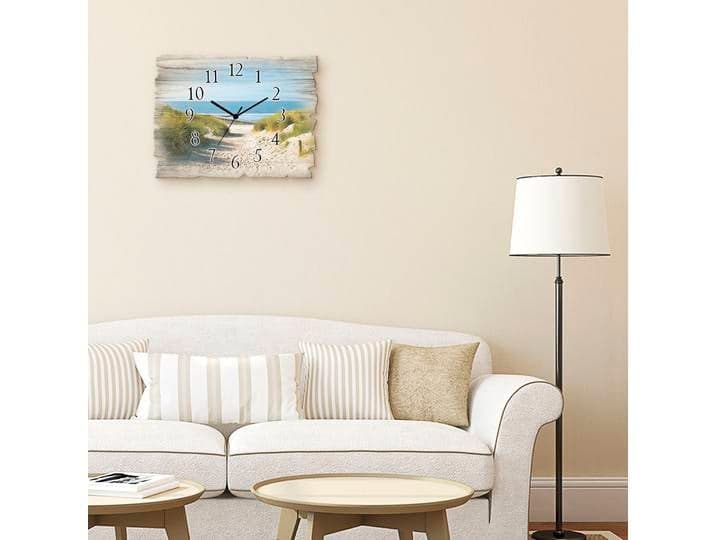 Wanduhr ARTLAND Strand mit Sanddünen und Weg zur See , beige (natur), B:40cm H:30cm, Wanduhren, Wanduhr, wahlweise mit Quarz- oder Funkuhrwerk, lautlos ohne Tickgeräusche
