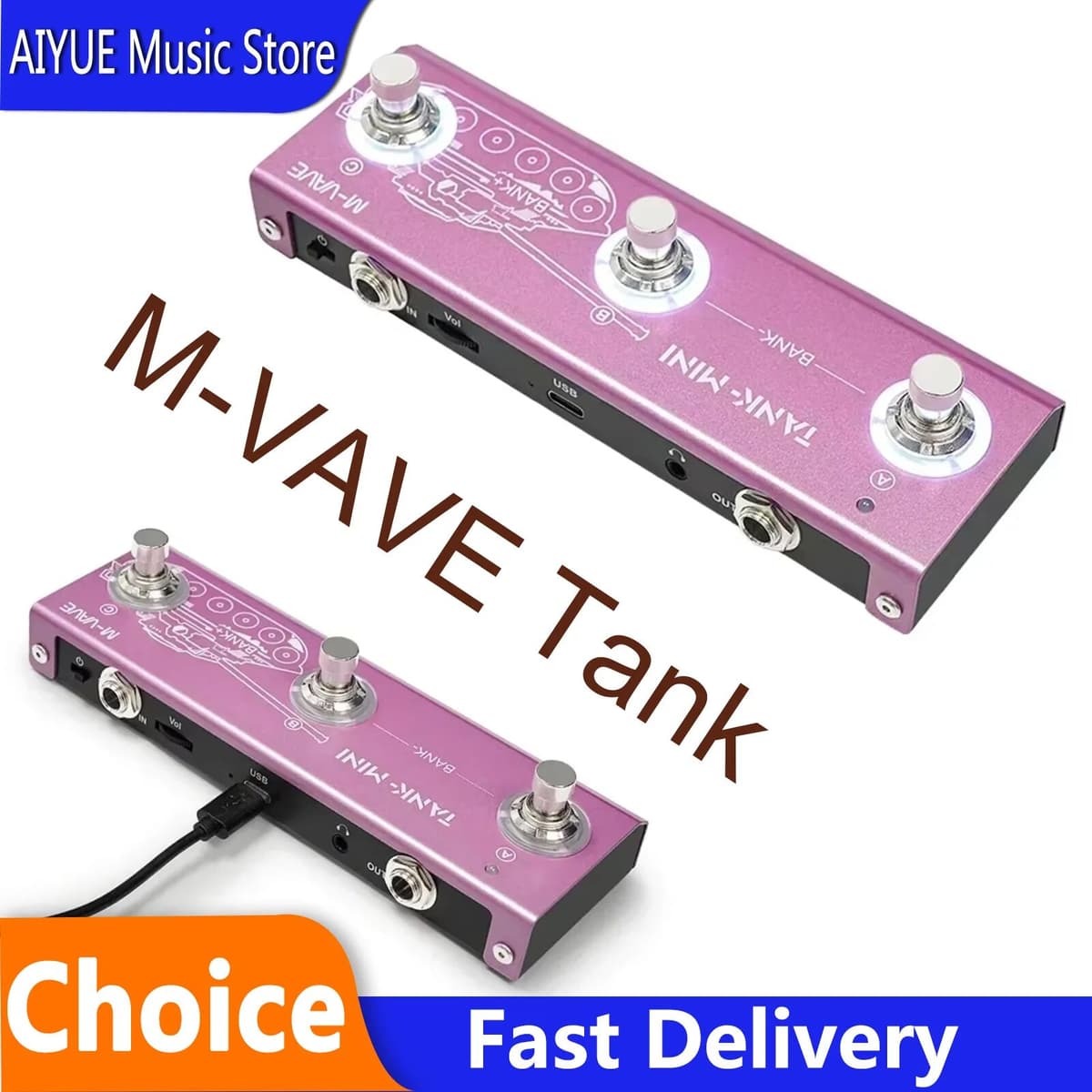M-VAVE Tank Mini Multic Effects Guitar Bass Pedal Support IR and OTG Recording Built-in Cab/Amp/Mod/FX/ Reverb Effects Delay