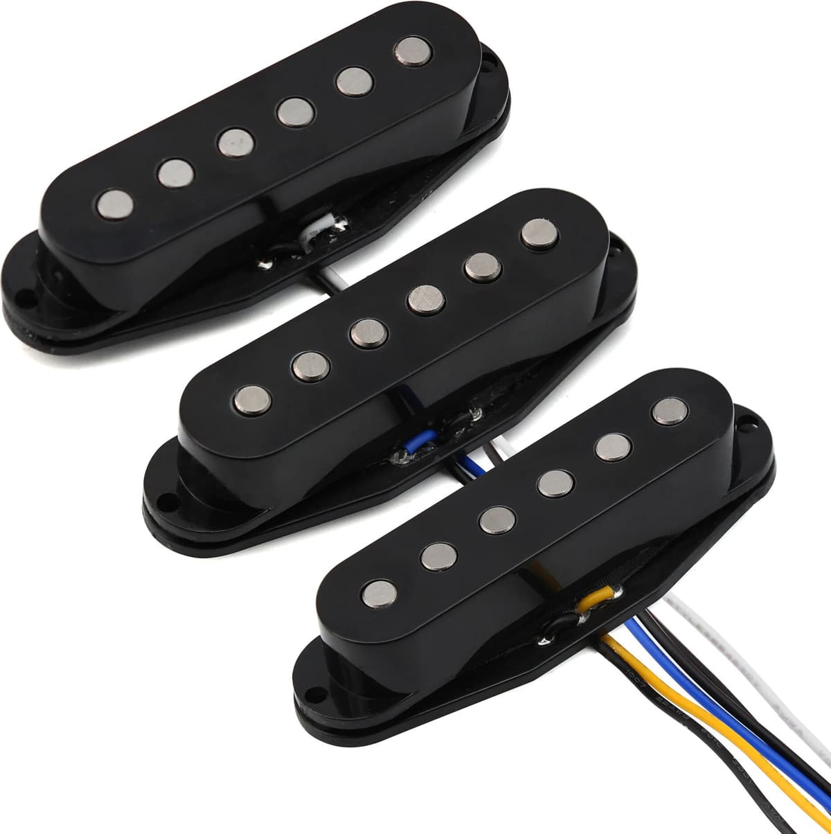 FLEOR Set of Flat Top Alnico 5 ST Guitar Pickups Set Single Coil Neck Middle Bridge Pickups Black Guitars
