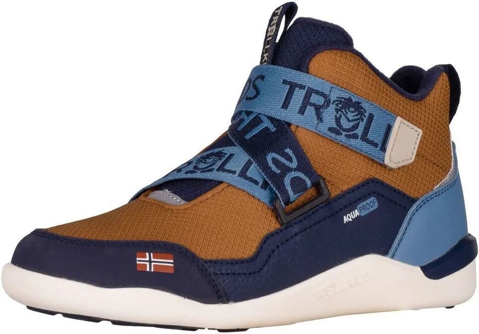 Trollkids Botas De Senderismo Nordfjord Barefoot Teak Brown / Navy / Shadow Blue / Sandstone EU 41