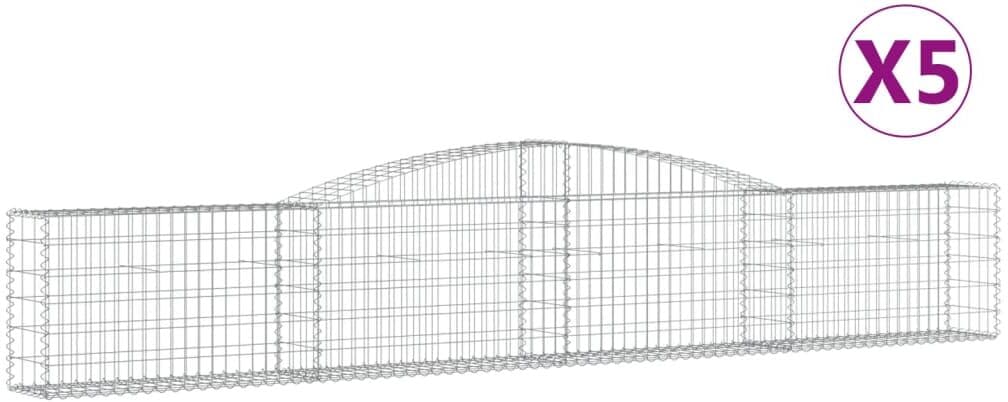 vidaXL Paniers à gabions arqués 5 pcs 400x30x60/80 cm Fer galvanisé