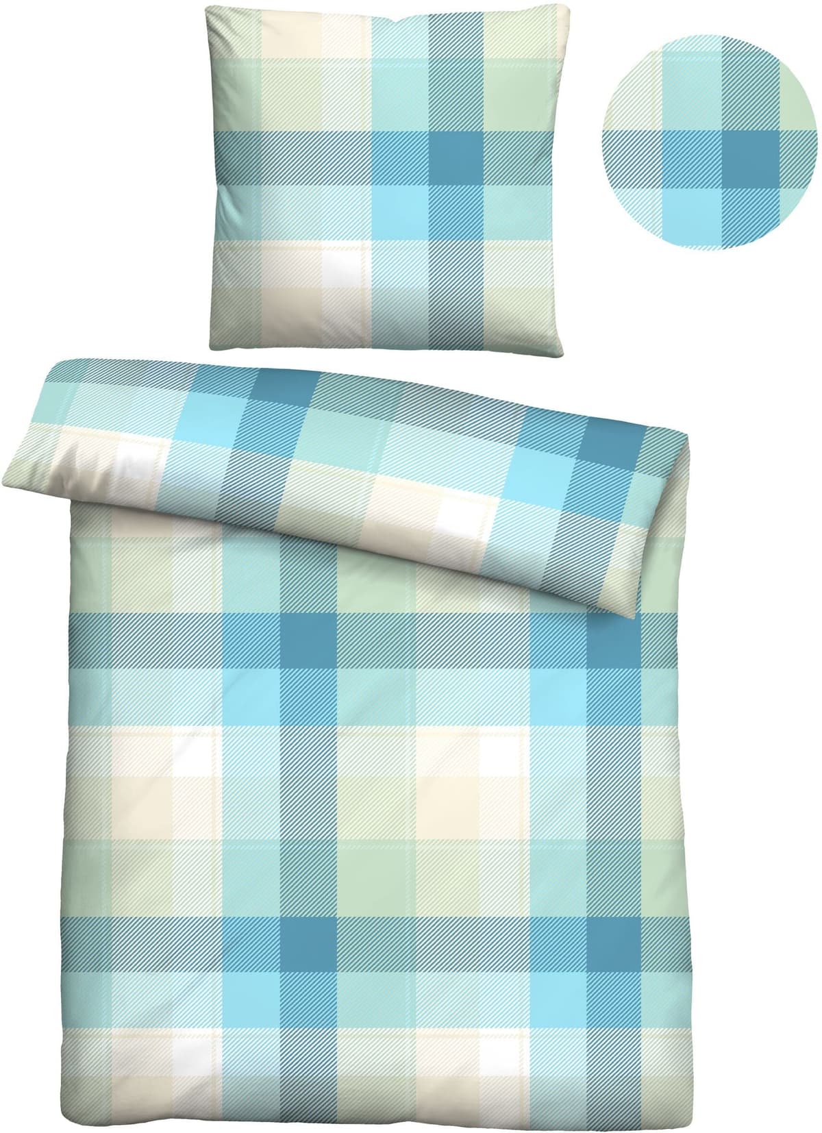 Bettwäsche "0561121", blau (aqua), B/L: 155cm x 220cm, 1 Stk., 1 Stk., Microfaser, B/L: 80cm x 80cm, 2 Stk., Microfaser, Obermaterial: 100% Polyester, CASTELL - MARKENBETTWÄSCHE, Bettwäsche, Bettwäsche, feiner Glanz+weicher Griff, pflegeleicht, ganzjährig