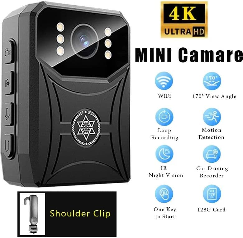 luxuglow Mini 4K HD Cameras with WIFi 3000mAh Digtal Video Recorder with IPS Screen Night Vision Police Body Camera Portable Camcorder