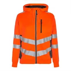 Damen Warnschutz Kapuzen Sweatjacke "8027-241" Safety Kl. 2 - XL - orange/grau